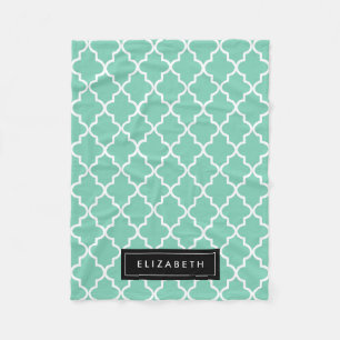 Schwarzes u. Seafoam Quatrefoil Fleece-Decke Fleecedecke