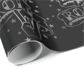 Schwarzes u. Silber-Rock-u. Rollenlogo-Packpapier Geschenkpapier (Rolleneckpunkt)