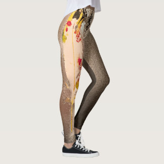 Schwarzes u. Silber-strukturierte Feder-Leggings Leggings