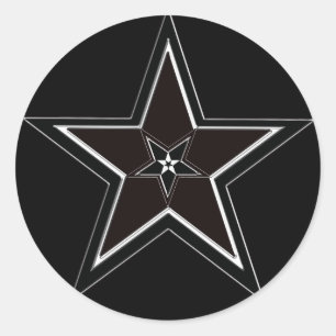 Schwarzes u. silbernes Pentagramm mit umgekehrtem Runder Aufkleber
