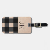 Schwarzes u. TAN-Büffel-kariertes Monogramm Gepäckanhänger (Vorderseite horizontal)