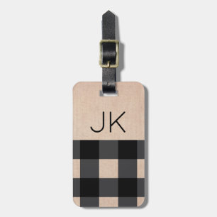 Schwarzes u. TAN-Büffel-kariertes Monogramm Gepäckanhänger