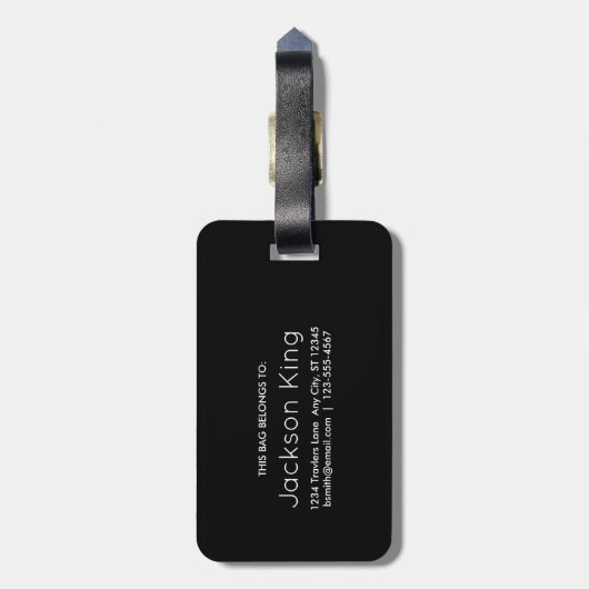 Schwarzes u. TAN-Büffel-kariertes Monogramm Gepäckanhänger (Rückseite vertikal)