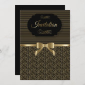 Schwarzes u. Text der GoldParty-Feier-| DIY Einladung (Vorne/Hinten)