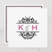 Schwarzes u. Trauben-quadratisches Wappen laden Einladung (Vorne/Hinten)