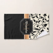 Schwarzes u. weißes Blumen Badhandtuch Set (Handtuch)