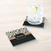 Schwarzes u. weißes Blumen Glasuntersetzer (Schrägansicht)