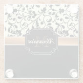 Schwarzes u. weißes Blumen Glasuntersetzer (Rückseite)