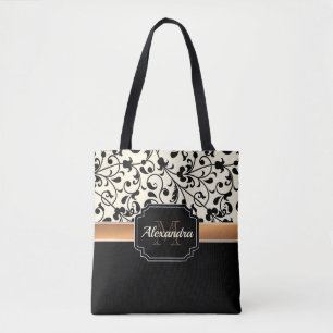 Schwarzes u. weißes Blumen Tasche