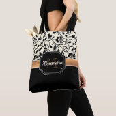 Schwarzes u. weißes Blumen Tasche (Von Nahem)