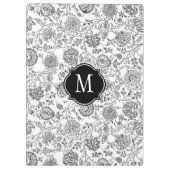 Schwarzes u. weißes Blumenmonogramm-Klemmbrett Klemmbrett (Rückseite)