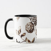 Schwarzes u. weißes botanisches Blumenbronzetoile Tasse (Links)