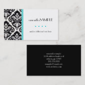 Schwarzes u. weißes Damast-Blau Visitenkarte (Vorne/Hinten)