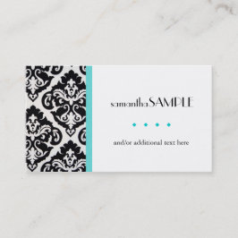 Schwarzes u. weißes Damast-Blau Visitenkarte