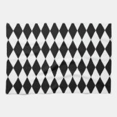 Schwarzes u. weißes Diamant-Harlekin-Muster Handtuch (Horizontal)