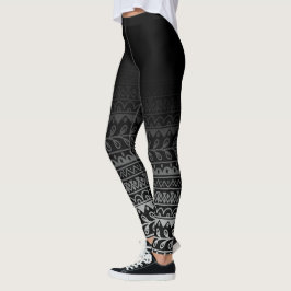 Schwarzes u. weißes Gekritzel-Muster unter Leggings