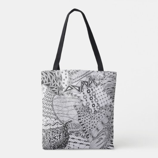 Schwarzes u. weißes Gekritzel, verwirrtes Tasche (Rückseite)