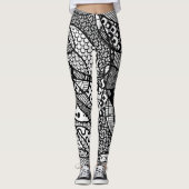 Schwarzes u. weißes gemustertes, verrückt, Funky, Leggings (Vorderseite)
