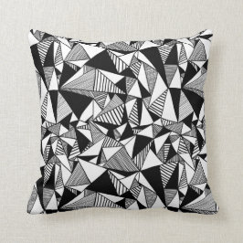 Schwarzes u. weißes geometrisches Wurfs-Kissen Kissen