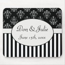 Schwarzes u. weißes gestreiftes Barock Mousepad