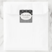 Schwarzes u. weißes gestreiftes Barock Quadratischer Aufkleber (Tasche)