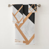 Schwarzes u. weißes goldenes Marmormosaik Badhandtuch Set (Insitu)