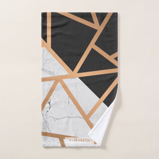 Schwarzes u. weißes goldenes Marmormosaik Badhandtuch Set (Handtuch)