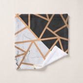 Schwarzes u. weißes goldenes Marmormosaik Badhandtuch Set (Waschlappen)