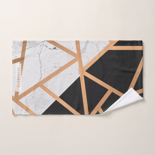Schwarzes u. weißes goldenes Marmormosaik Badhandtuch Set (Handtuch)