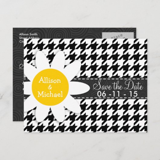 Schwarzes u. weißes Hahnentrittmuster.; Ankündigungspostkarte (Vorne/Hinten)