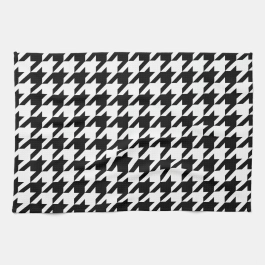 Schwarzes u. weißes Hahnentrittmuster-Muster Handtuch (Horizontal)