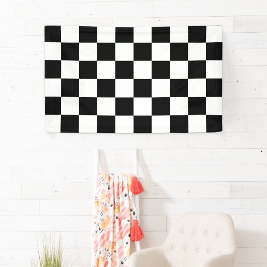 Schwarzes u. weißes kariertes Muster Banner (Insitu)