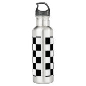 Schwarzes u. weißes kariertes Muster Edelstahlflasche (Rückseite)