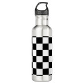 Schwarzes u. weißes kariertes Muster Edelstahlflasche (Vorderseite)