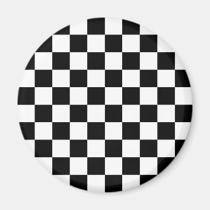 Schwarzes u. weißes kariertes Muster Magnet