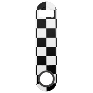 Schwarzes u. weißes kariertes Muster Speed Flaschenöffner