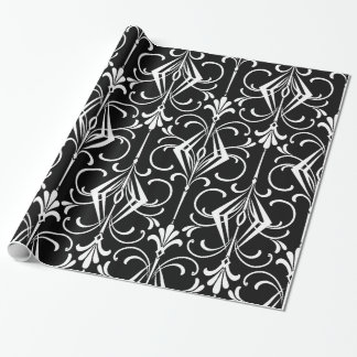 Schwarzes u. weißes Kunst-Deko-Muster Geschenkpapier