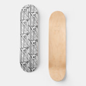 Schwarzes u. weißes Kunst-Deko-Muster Skateboard (Vorderseite)