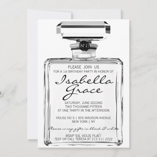 Schwarzes u. weißes Mode-Thema-1. Einladung (Vorderseite)