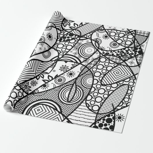 Schwarzes u. weißes Muster-Patchwork 01 Geschenkpapier (Ungerollt)