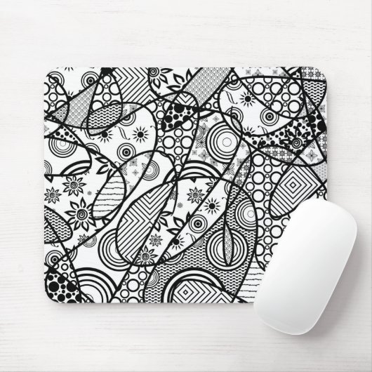 Schwarzes u. weißes Muster-Patchwork 01 Mousepad (Mit Mouse)