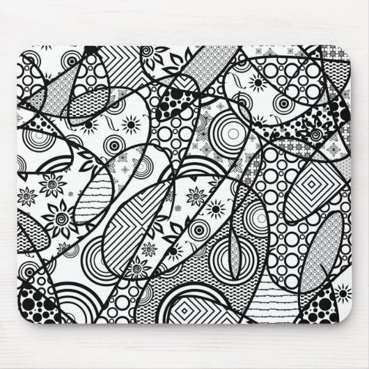 Schwarzes u. weißes Muster-Patchwork 01 Mousepad (Vorne)