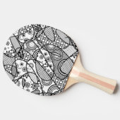 Schwarzes u. weißes Muster-Patchwork 01 Tischtennis Schläger (Seitenansicht)