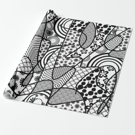Schwarzes u. weißes Muster-Patchwork 02 Geschenkpapier (Ungerollt)