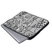 Schwarzes u. weißes Muster-Patchwork 02 Laptopschutzhülle (Vorne Knopf)