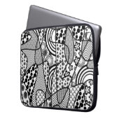 Schwarzes u. weißes Muster-Patchwork 02 Laptopschutzhülle (Vorderseite Links)