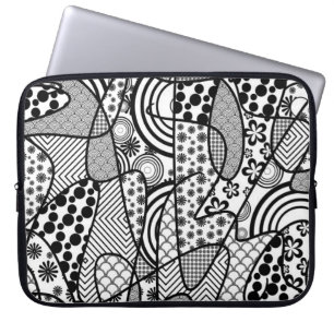 Schwarzes u. weißes Muster-Patchwork 02 Laptopschutzhülle