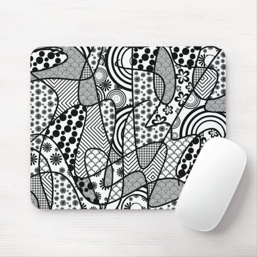 Schwarzes u. weißes Muster-Patchwork 02 Mousepad (Mit Mouse)