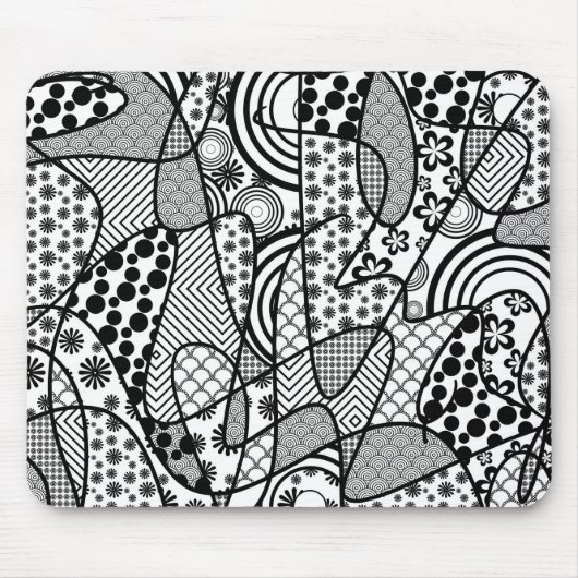 Schwarzes u. weißes Muster-Patchwork 02 Mousepad (Vorne)