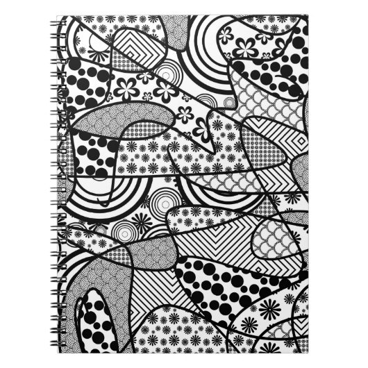 Schwarzes u. weißes Muster-Patchwork 02 Notizblock (Vorderseite)